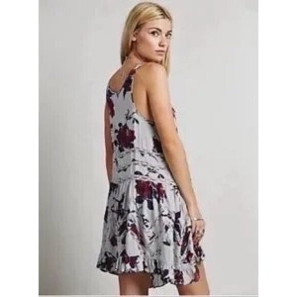 Free People Gray Floral Voile & Lace Slip Dress | Boho Grunge Fairy Cottagecore - Picture 8 of 16
